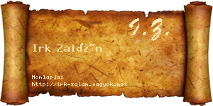 Irk Zalán névjegykártya
